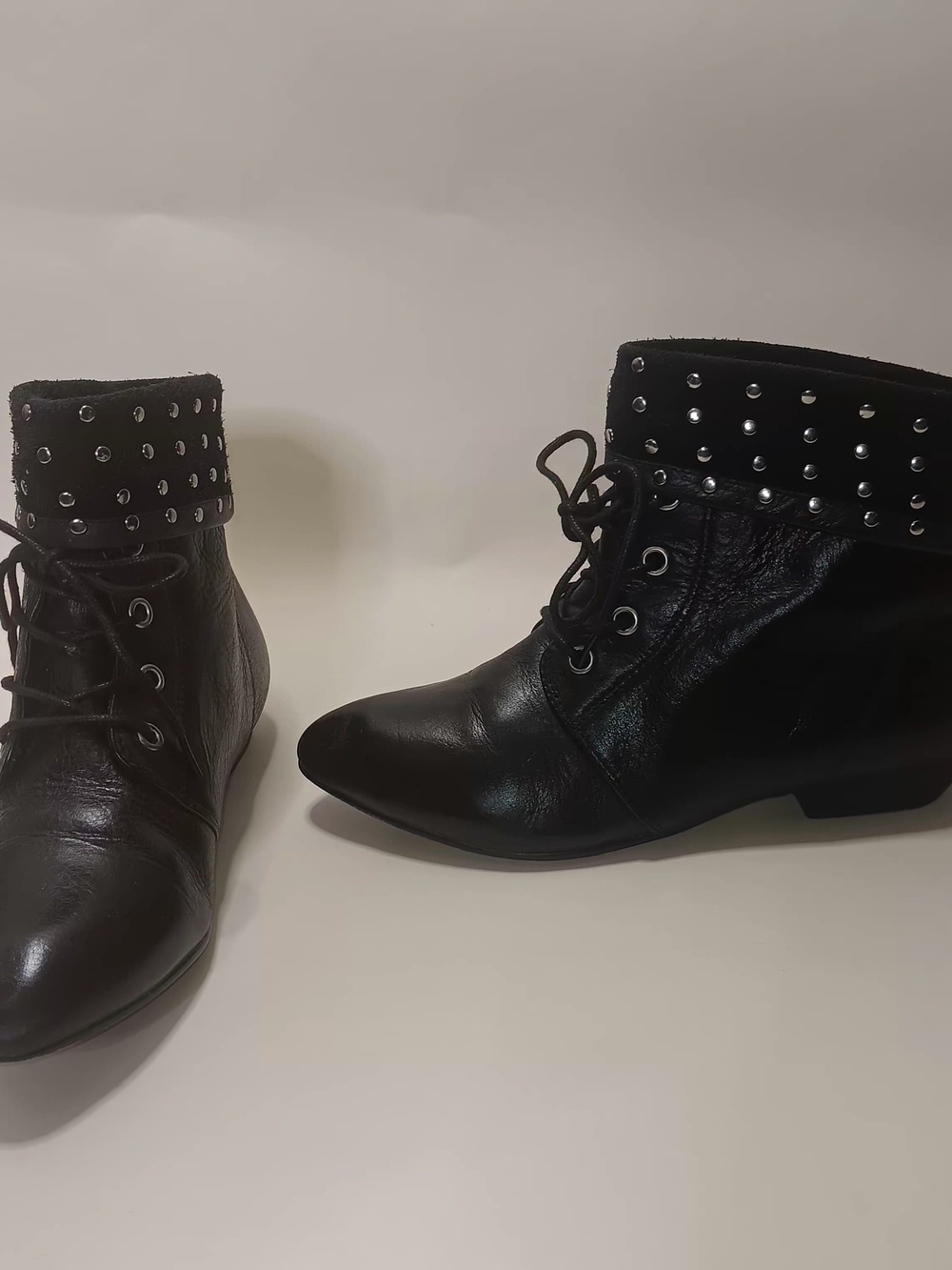 ZIGI girl Black Studded 80s Look Lace-Up Ankle Booties